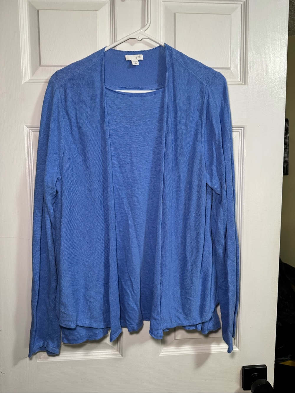 J.Jill Love Linen Twin Set L Tall Blue Tank Open Front Cardigan 2 Piece